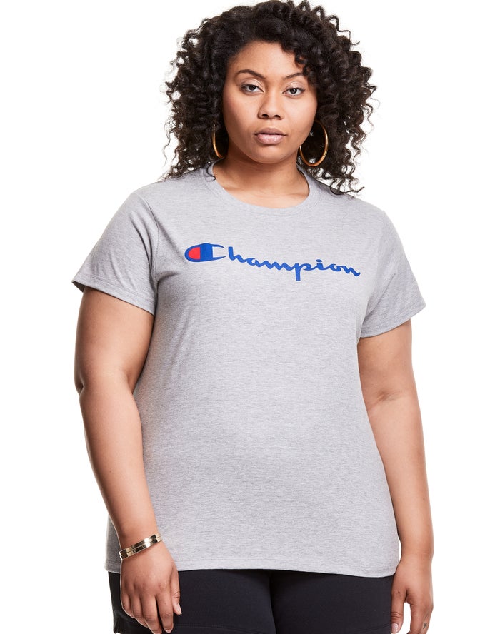 Champion Plus Classic Script Logo Kadın Tişört Gri ( BWQCPR824 )